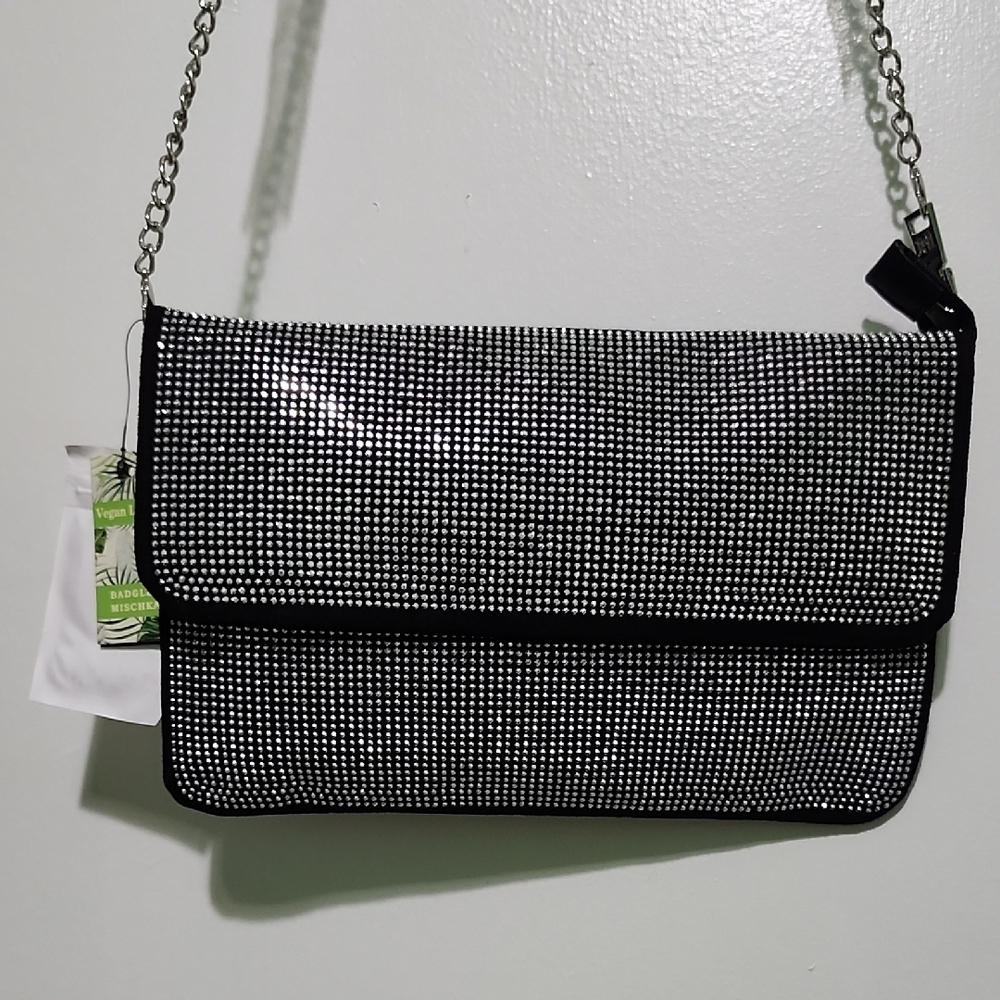 Badgley Mischka Black and Silver Rhinestone Clutch
